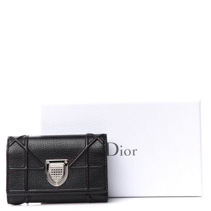 Christian Dior Grained Calfskin Cannage Diorama Elancee Wallet Black 7 of 7