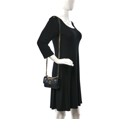 Chanel Lambskin Quilted Chanel 19 Flap Phone Holder With Chain Black 2 of 9