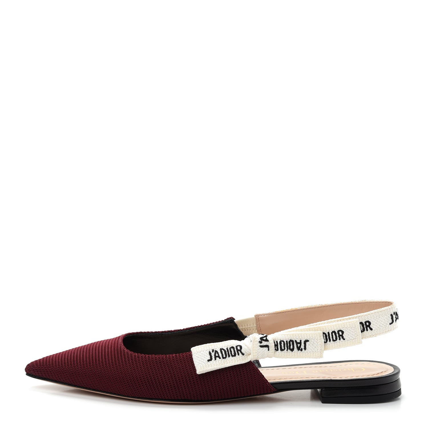 Christian Dior Technical Canvas Ribbon J Adior Sling-Back Ballet Flats 38.5 Rouge Black 1 of 11