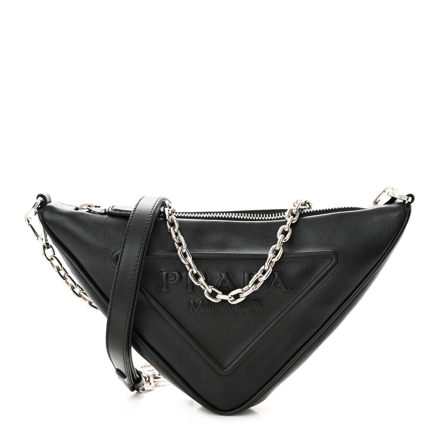 Grace Lux Triangle Logo Embossed Mini Triangle Bag Black