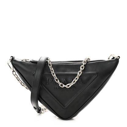 Prada Grace Lux Triangle Logo Embossed Mini Triangle Bag Black 1 of 11