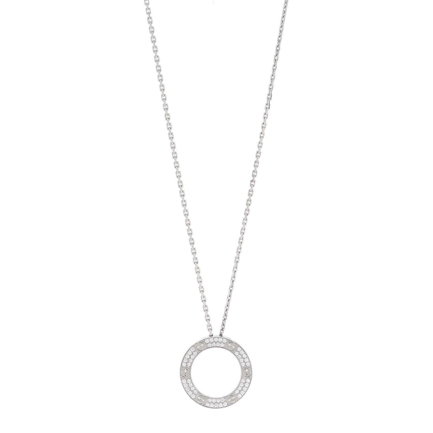 Cartier 18K White Gold Diamond LOVE Paved Necklace 1 of 6