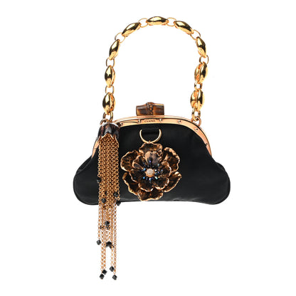 Gucci Satin Bamboo Jeweled Clutch Bag Black 1 of 6