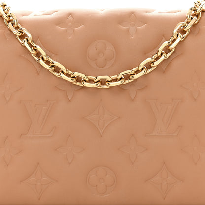 Louis Vuitton Lambskin Embossed Monogram Pochette Coussin Camel 7 of 9