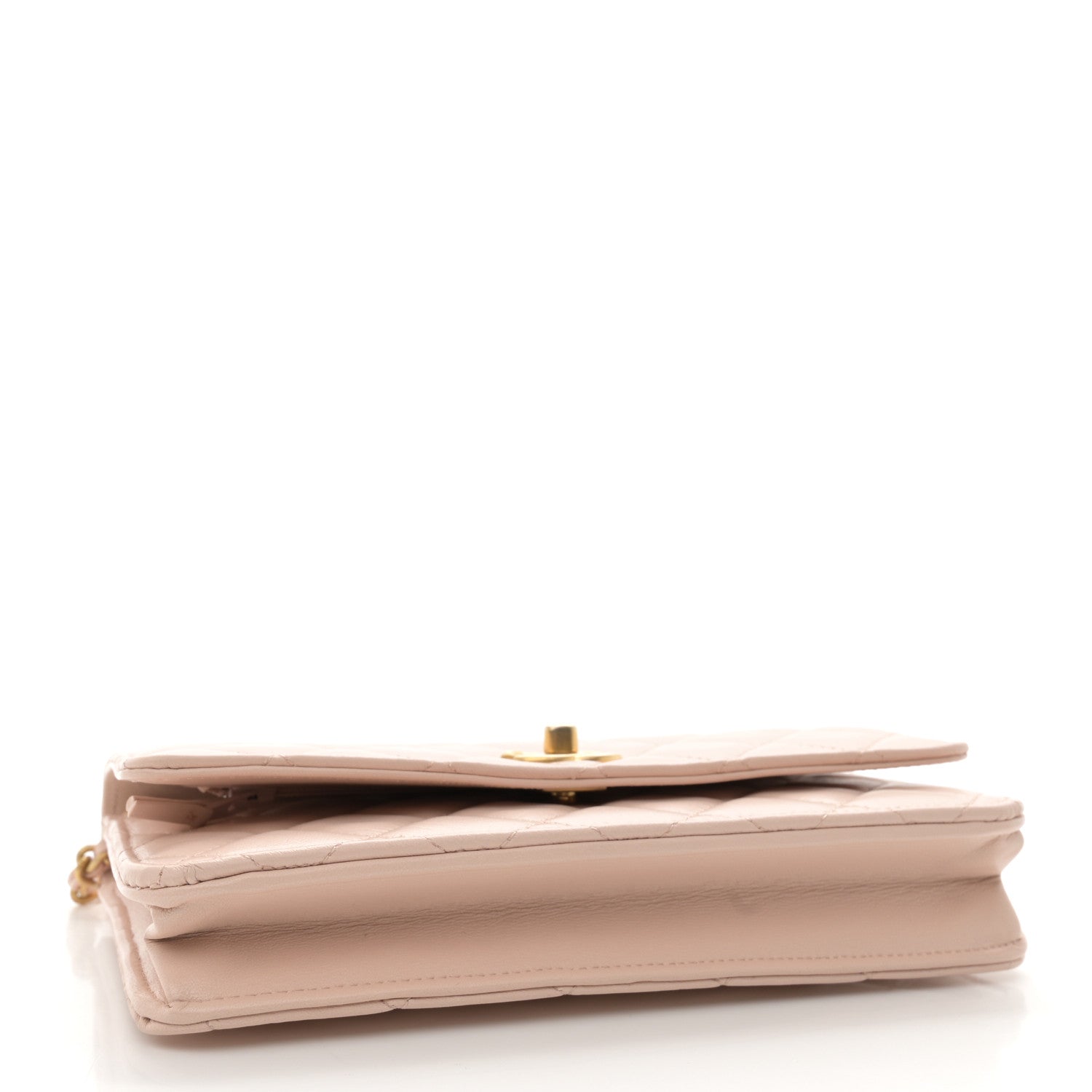 Chanel Lambskin Quilted CC Pearl Crush Wallet on Chain WOC Light Beige 4 of 12