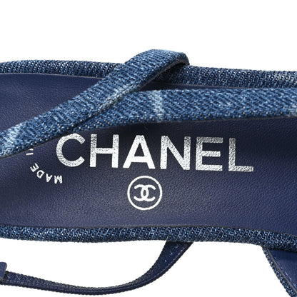 Chanel Denim Cap Toe CC Slingback Pumps 36.5 Blue 5 of 8