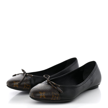 Louis Vuitton Calfskin Monogram Bow Ballerina Flats 38 Black 3 of 10