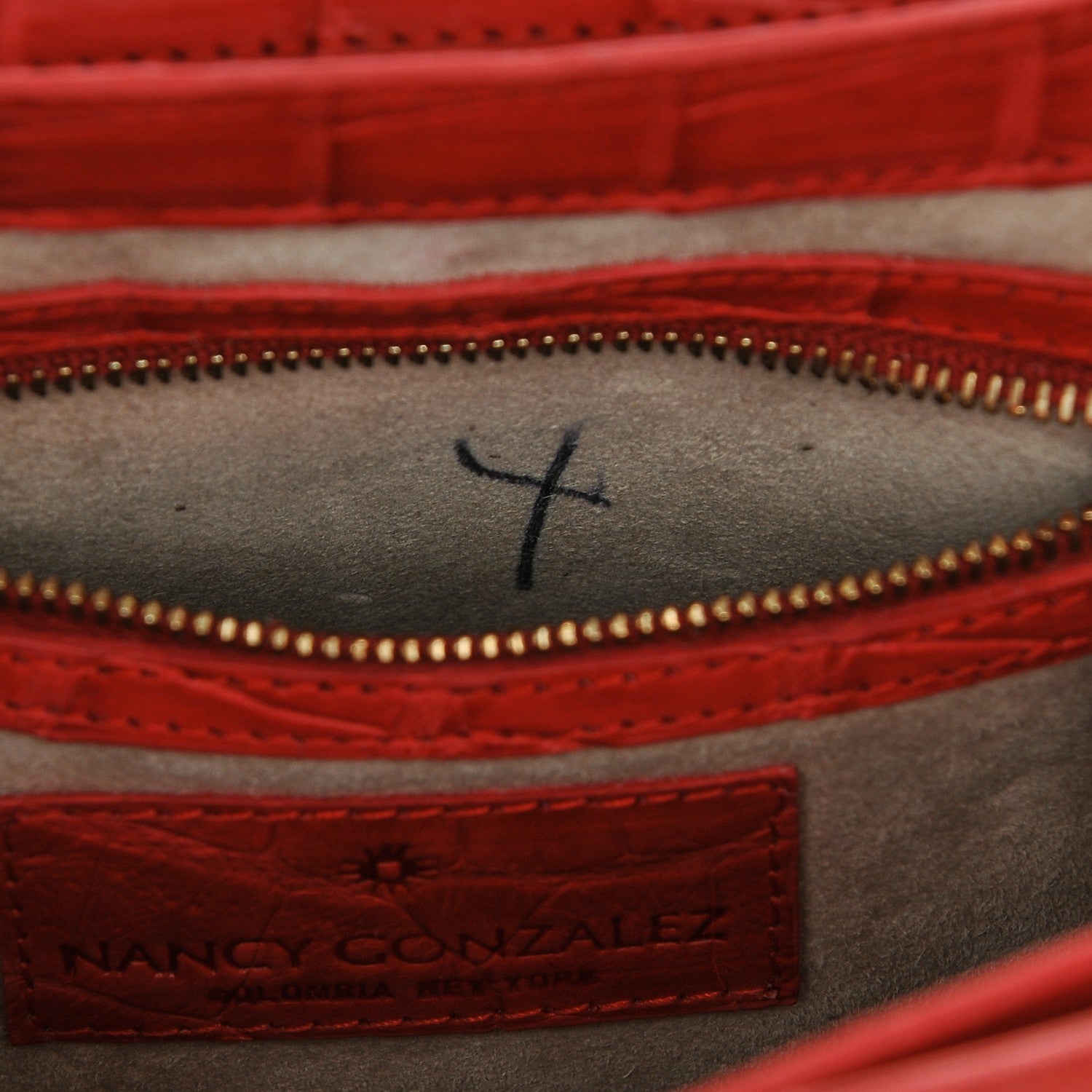 Nancy Gonzalez Crocodile Round Flap Top Crossbody Red 7 of 7
