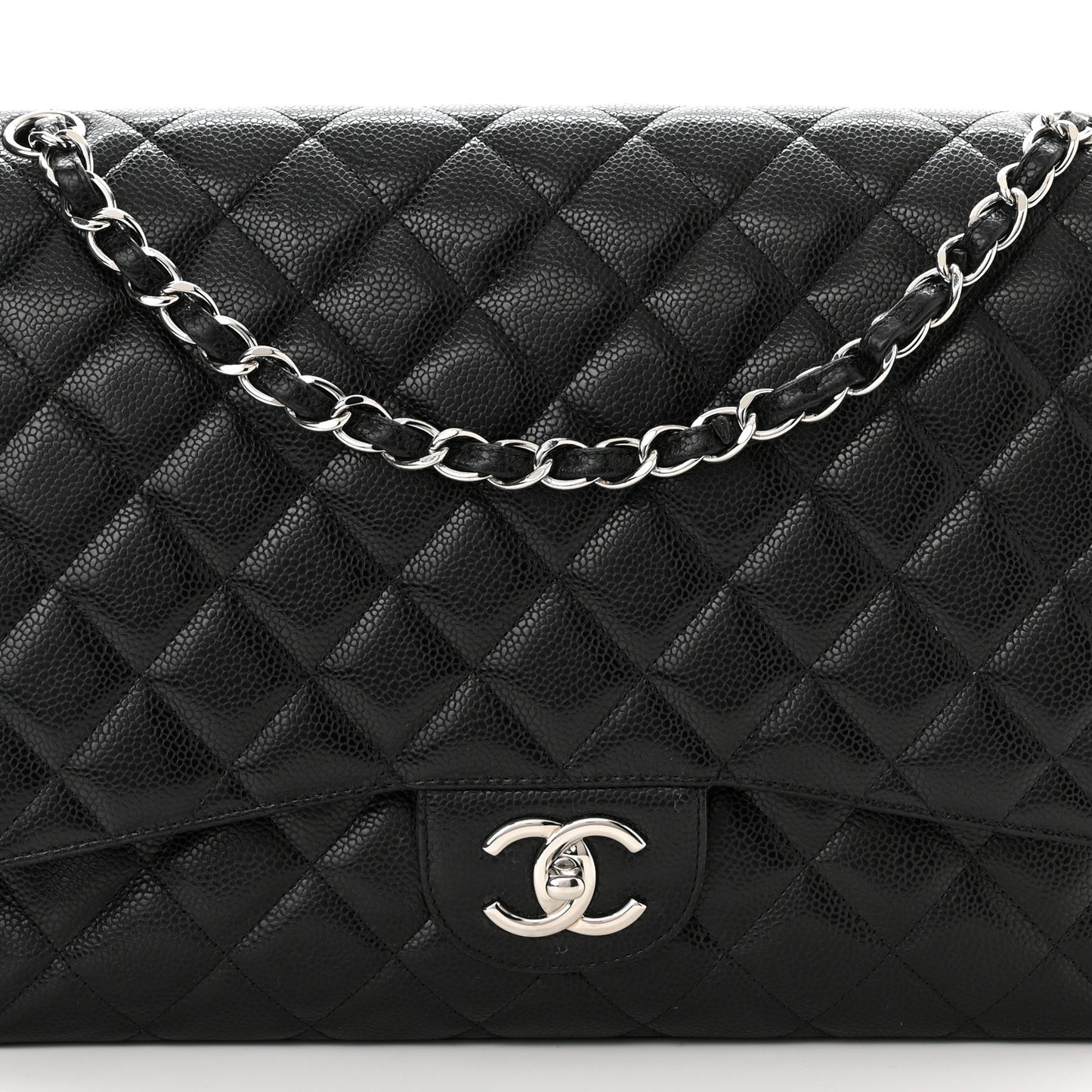 Caviar Quilted Maxi Double Flap Black