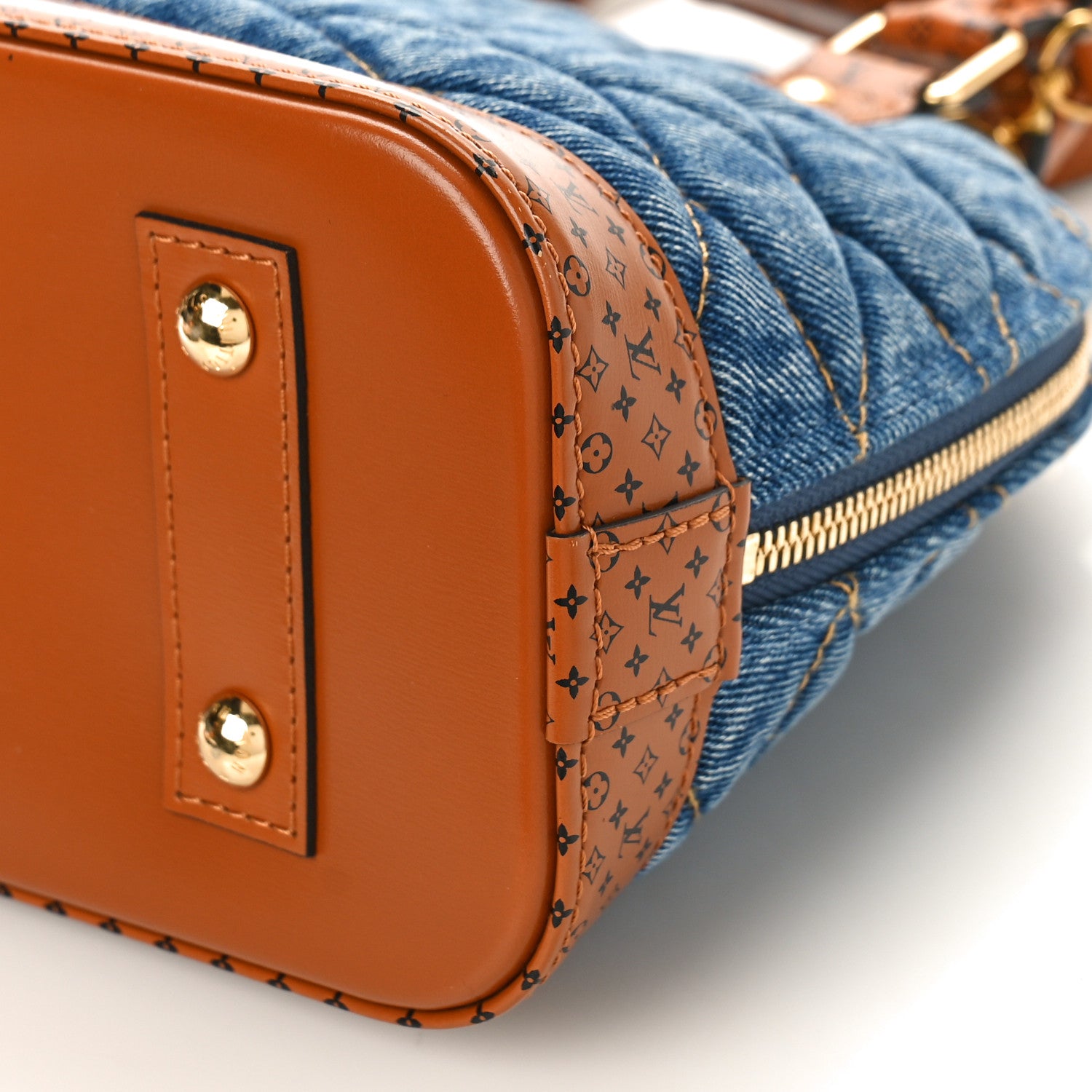 Louis Vuitton Denim Calfskin Reverse Monogram Malletage Alma BB Blue 8 of 8