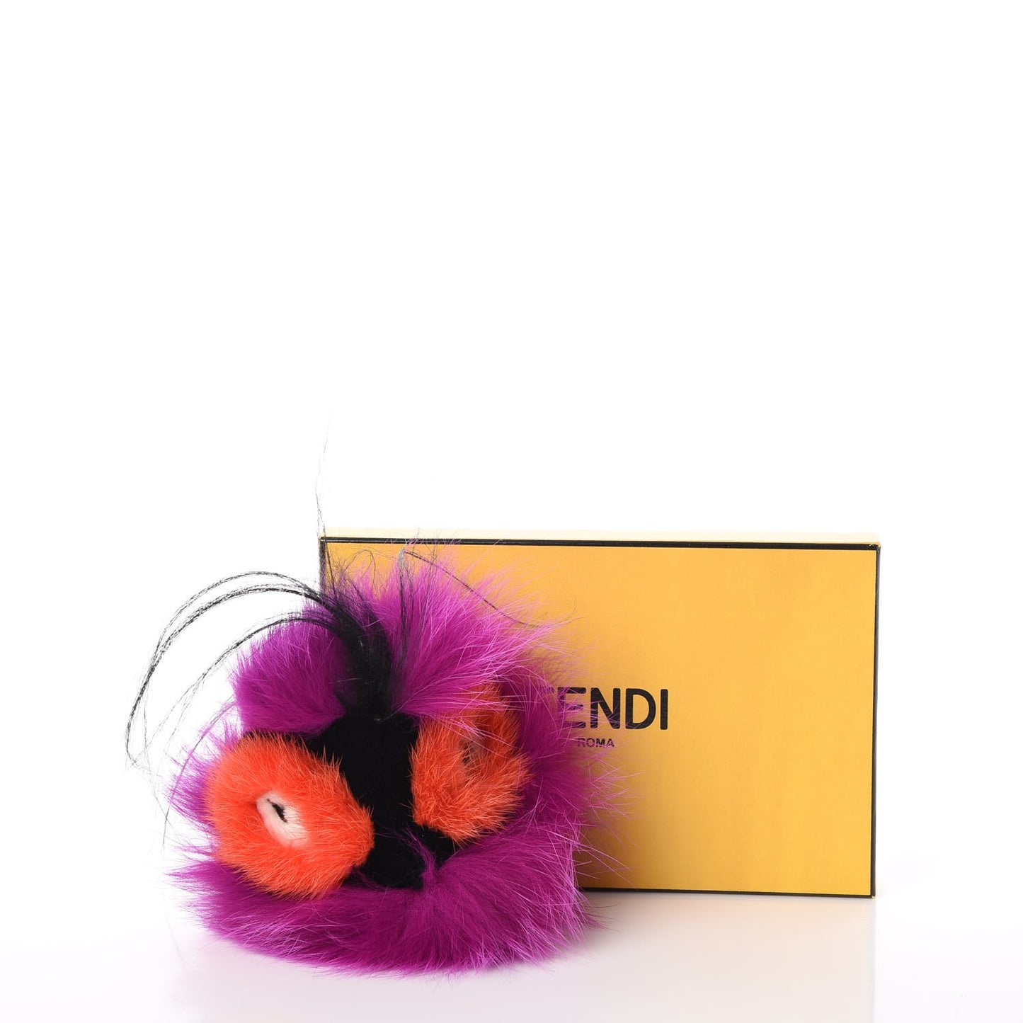 Fox Mink Goat Fur Oret Monster Bag Bug Charm Orchid Black