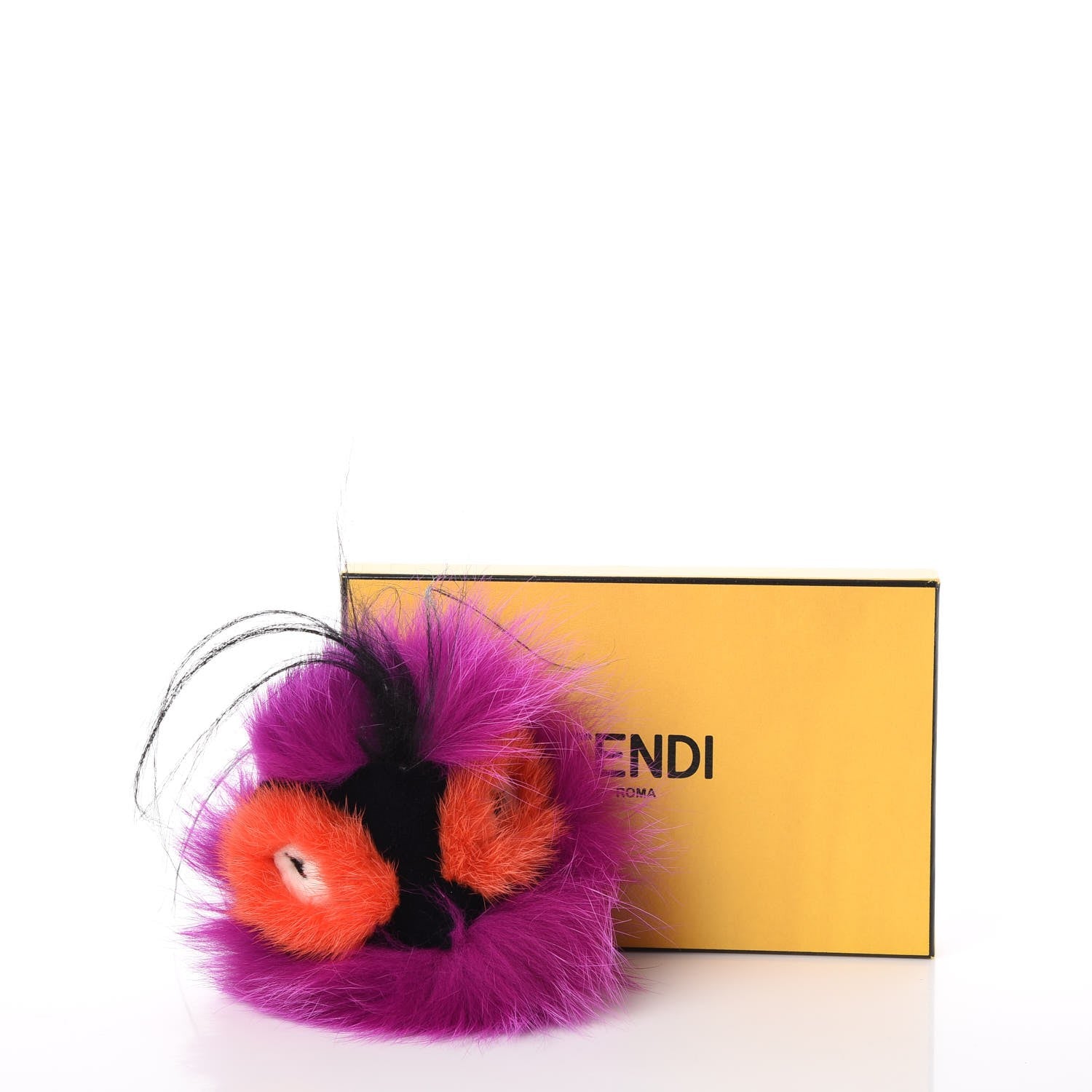 Fendi Fox Mink Goat Fur Oret Monster Bag Bug Charm Orchid Black 5 of 5