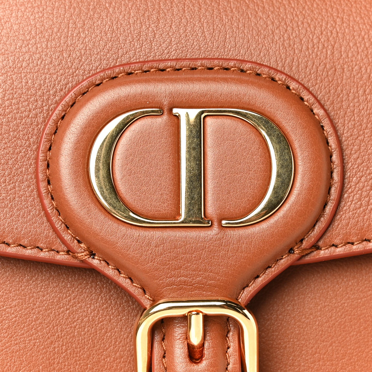 Grained Calfskin Medium Whipstitched Bobby Bag Dark Tan
