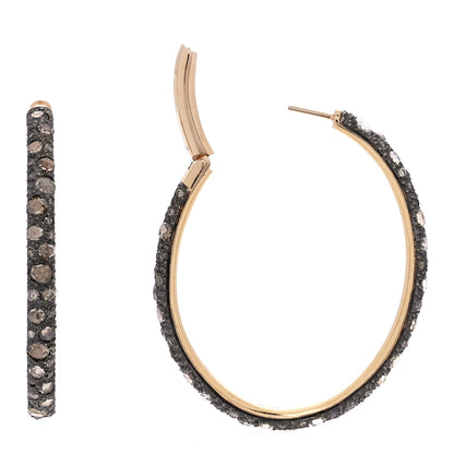 Pomellato 18K Rose Gold Brown Diamond Catene Hoop Earrings 1 of 5