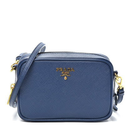 Prada Saffiano Mini Camera Crossbody Bag Bleuette 1 of 9