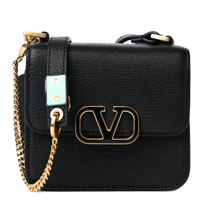 Valentino Garavani Pebbled Calfskin Micro VSling Shoulder Bag Black 1 of 6