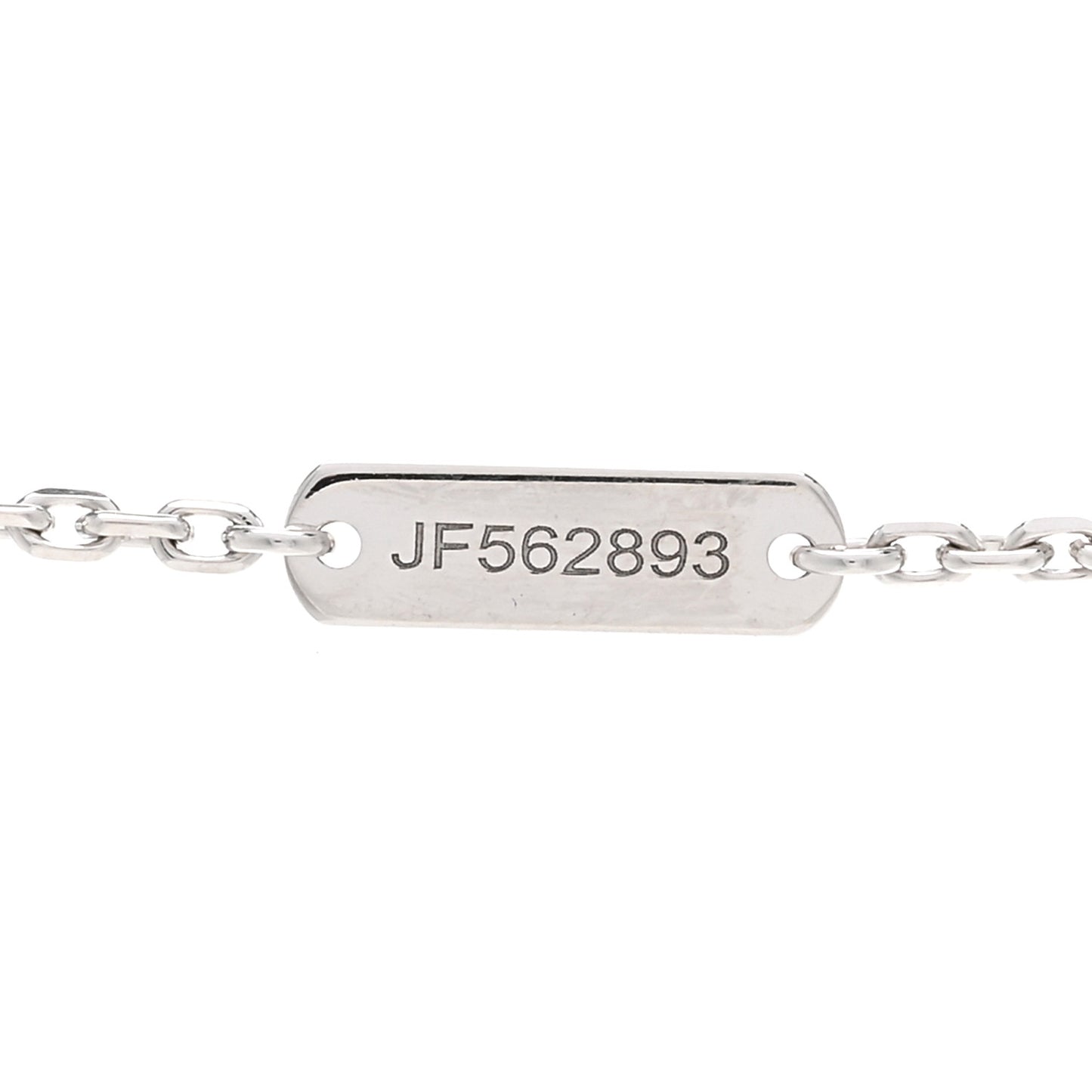 18K White Gold Mother Of Pearl Vintage Alhambra Pendant Necklace