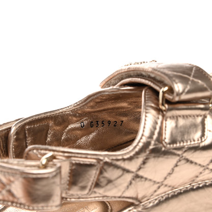 Chanel Iridescent Lambskin Quilted CC Dad Sandals 37 Light Bronze 8 of 9