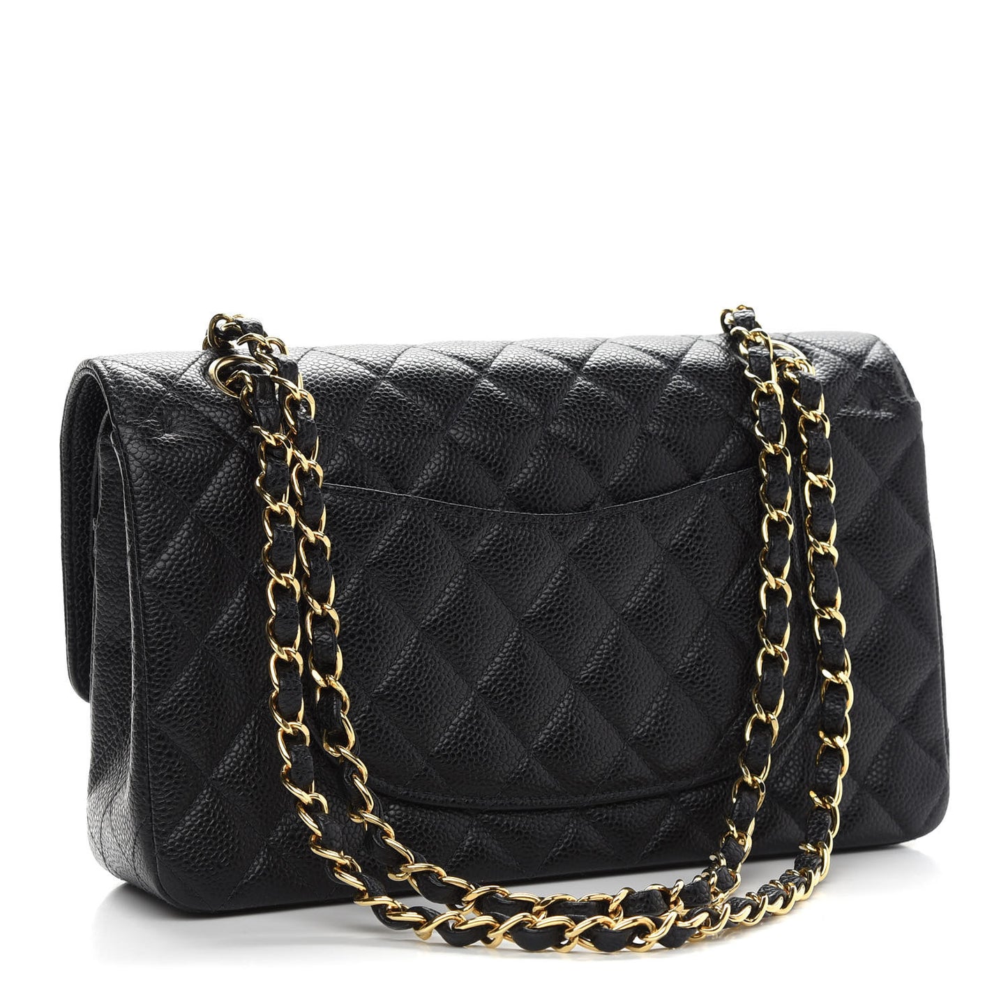 Caviar Quilted Medium Double Flap Black