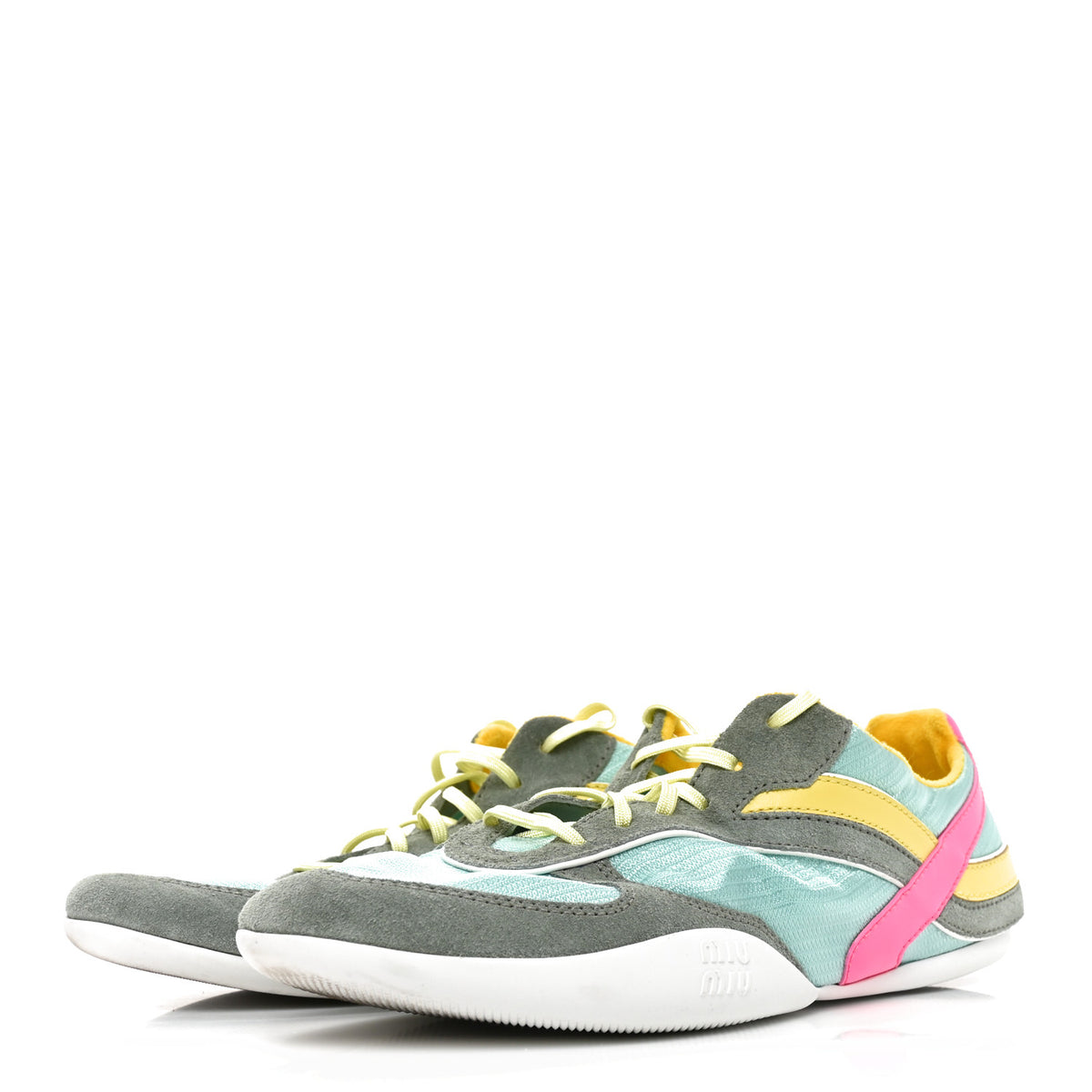 Miu Miu Technical Fabric Suede Gymnasium Sneakers 41 Anise Fuchsia 4 of 9