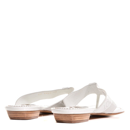 Louis Vuitton Leather Perforated Thong Sandals 36 White 3 of 6