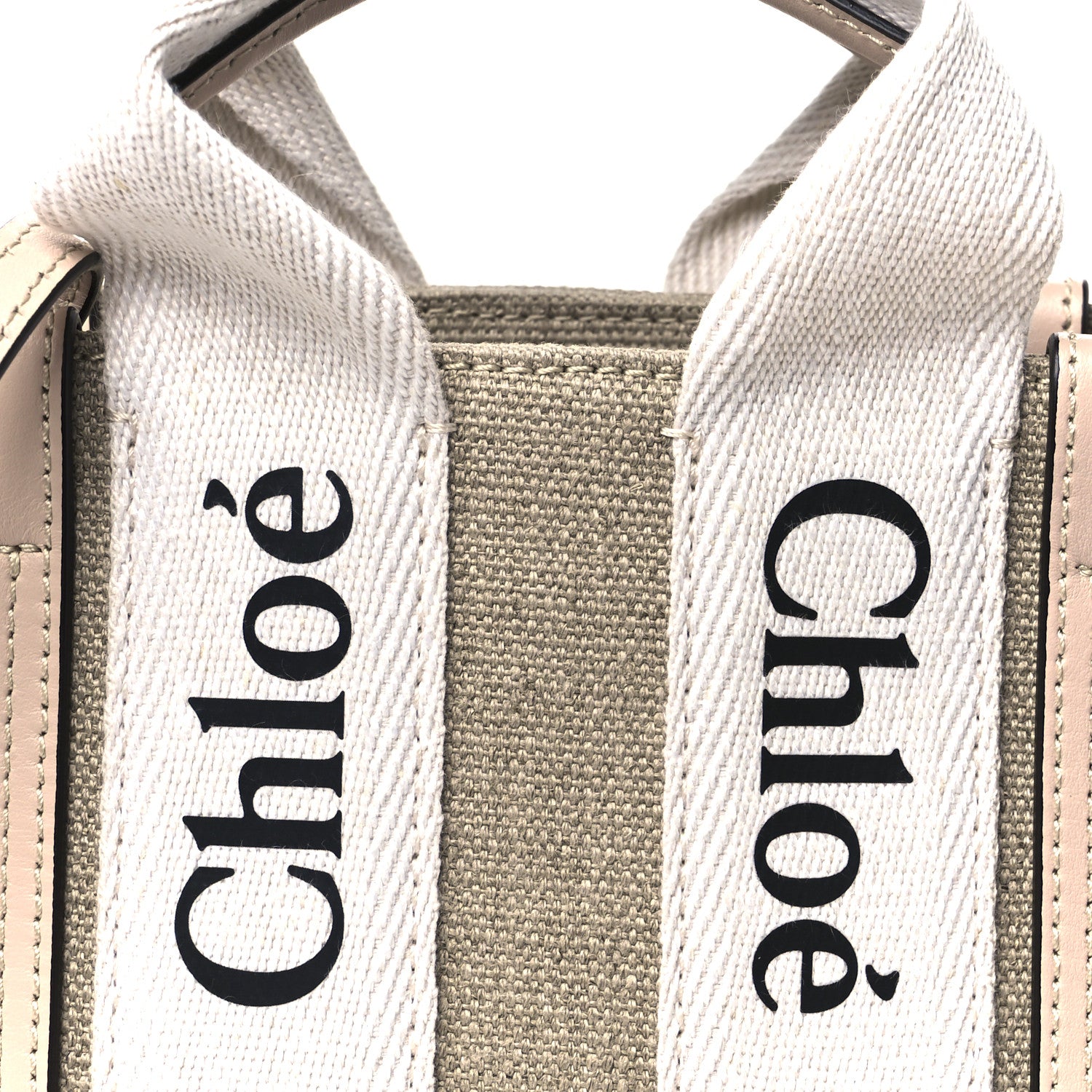 Chloe Linen Calfskin Mini Woody Ribbon Tote Cement Pink 9 of 11