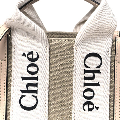 Chloe Linen Calfskin Mini Woody Ribbon Tote Cement Pink 9 of 11