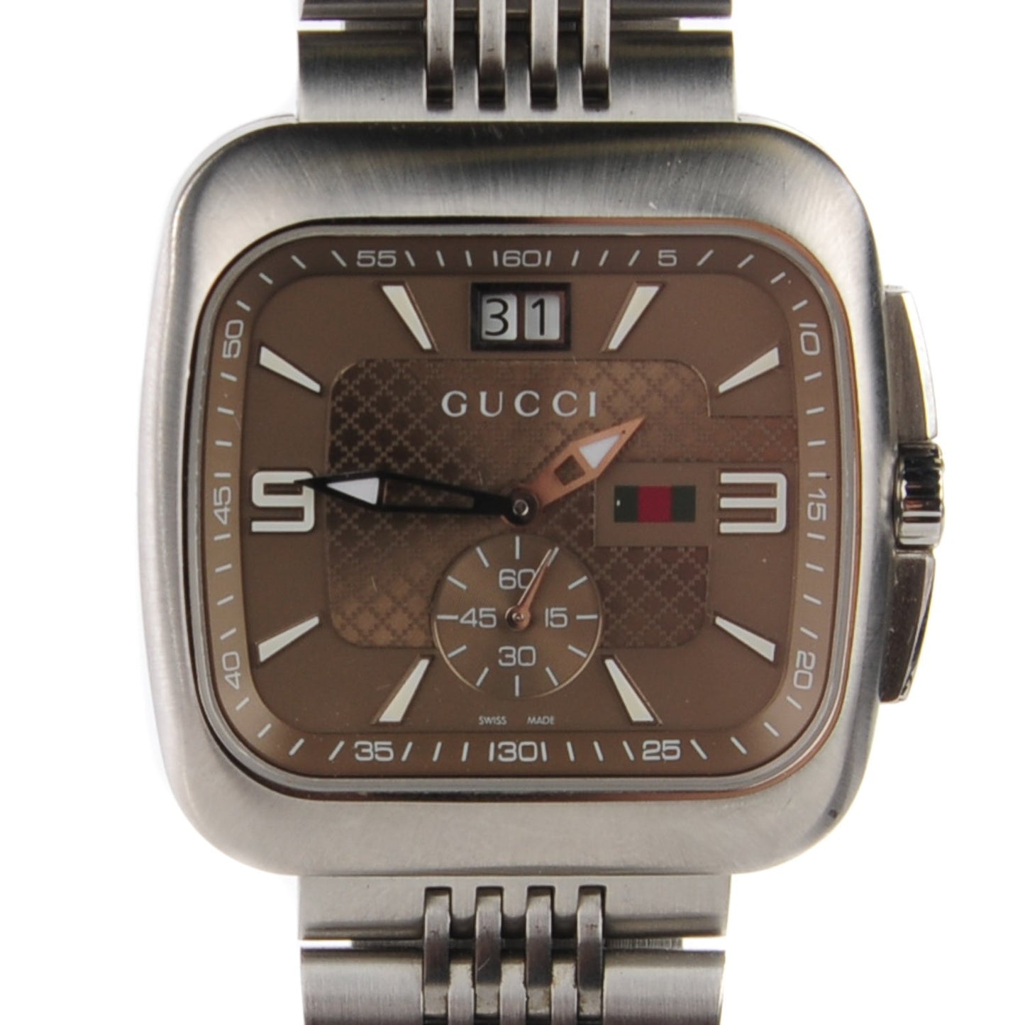Stainless Steel 40mm G Coupe Square Quartz Watch Brown