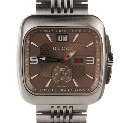 Gucci Stainless Steel 40mm G Coupe Square Quartz Watch Brown 1 of 7