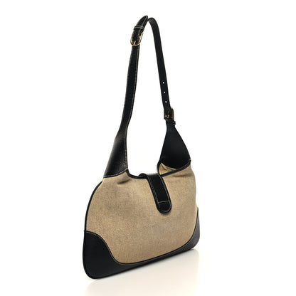 Gucci Canvas Textured Dollar Calfskin Medium Aphrodite Shoulder Bag Beige Black 3 of 11