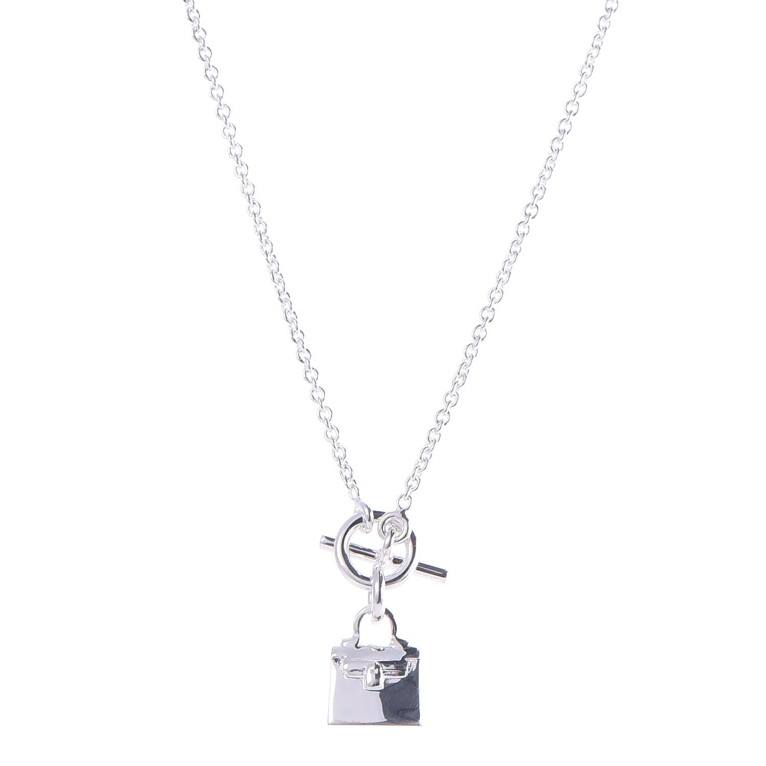 Hermes Sterling Silver Kelly Charm Pendant Necklace 1 of 6