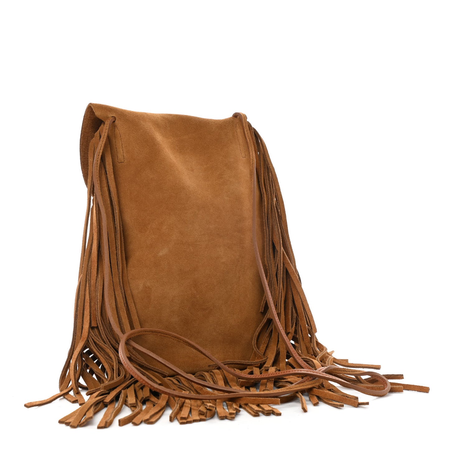 Suede Fringe Flat Anita Crossbody Bag Light Ocre