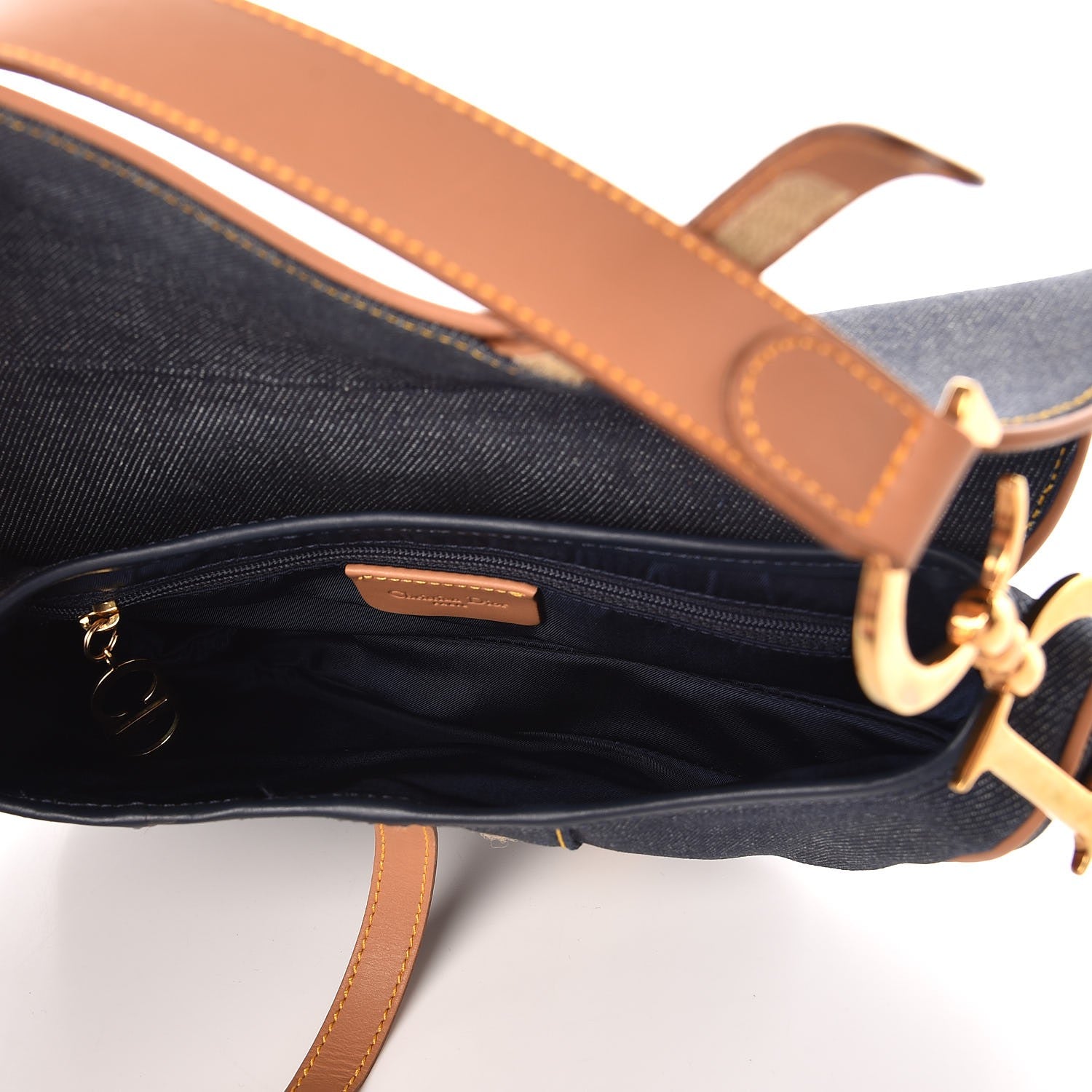Christian Dior Denim Calfskin Saddle Bag Blue 5 of 7