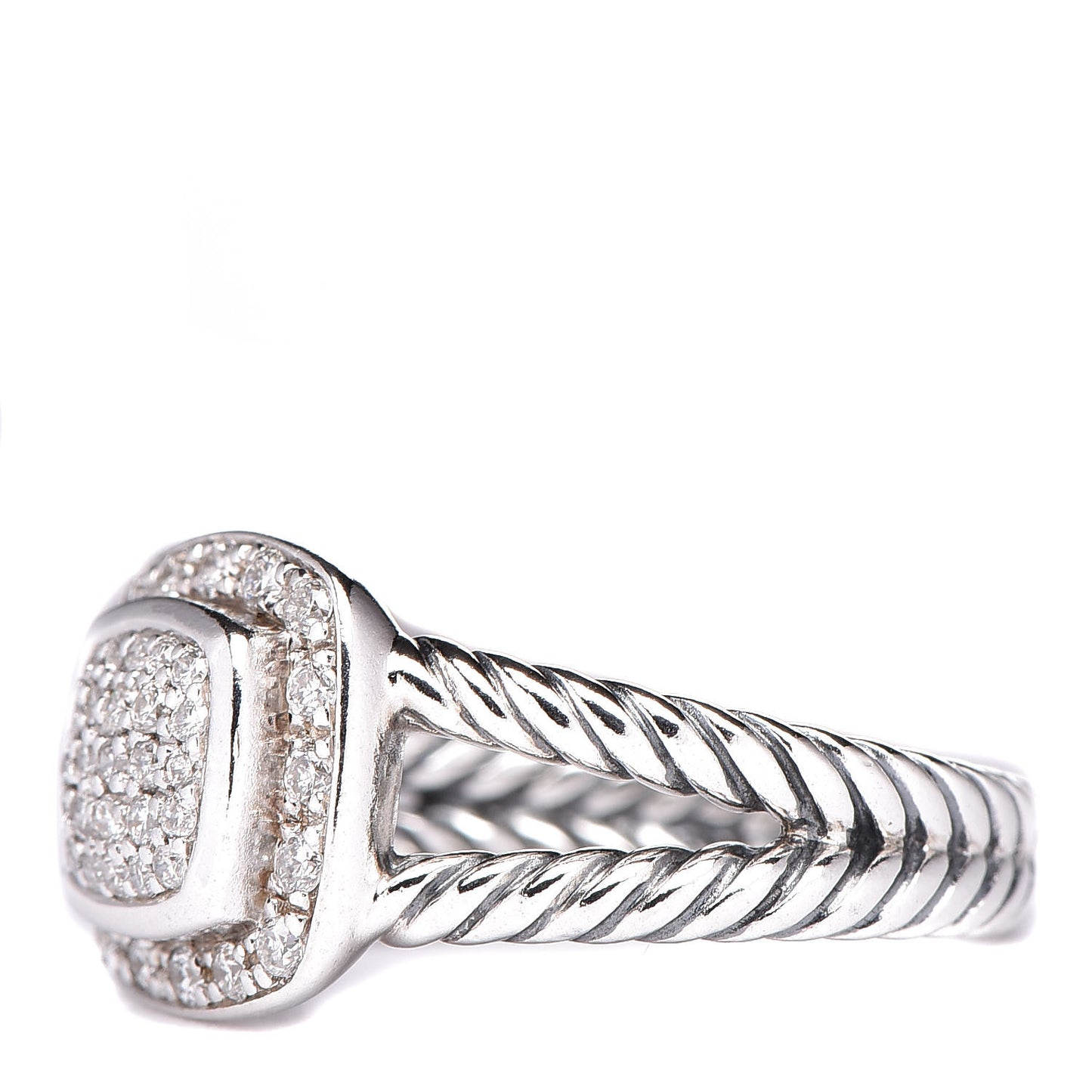 Sterling Silver Diamond 7mm Petite Albion Pave Ring 50 5.25