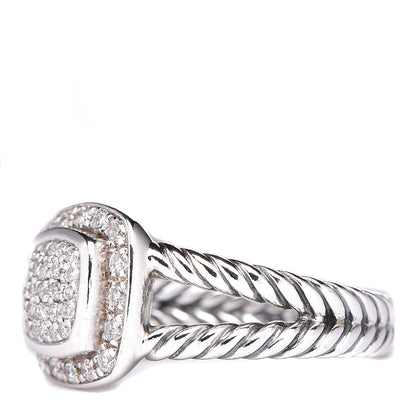 David Yurman Sterling Silver Diamond 7mm Petite Albion Pave Ring 50 5.25 3 of 5