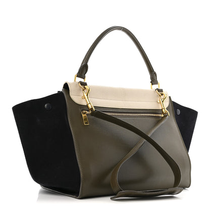 Celine Bullhide Smooth Calfskin Suede Medium Tri-Color Trapeze White Multicolor 3 of 15