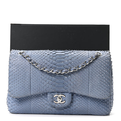 Chanel Snakeskin Jumbo Double Flap Light Blue 21 of 21