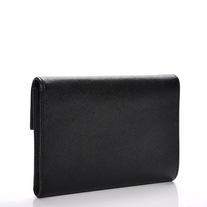 Prada Saffiano Triangle Flap Wallet Nero Black 3 of 9