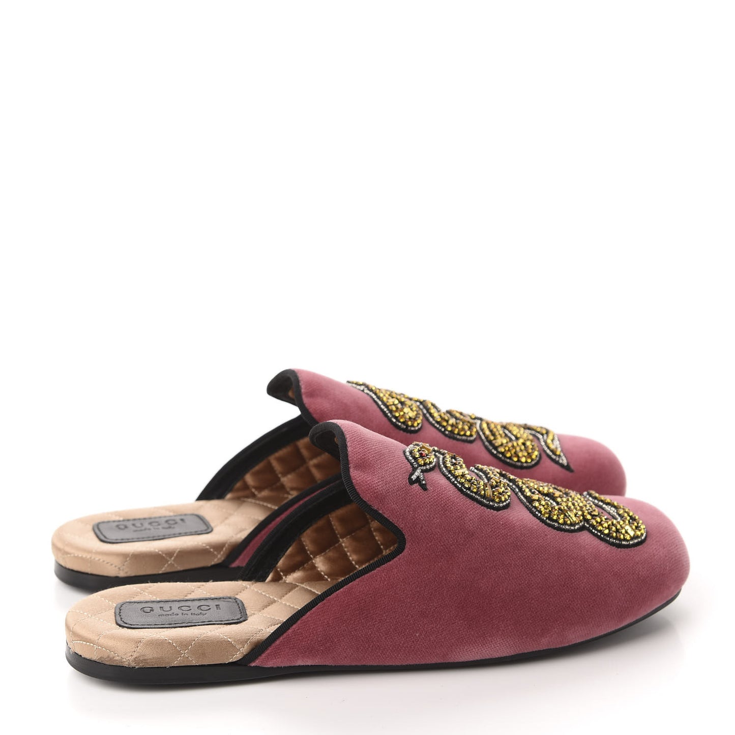 Velvet Crystal Snake Embroidered Womens Slippers Tibet Red