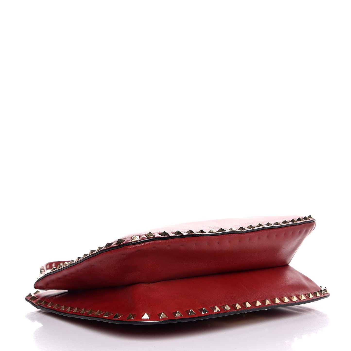 Vitello Rockstud Shoulder Satchel Red