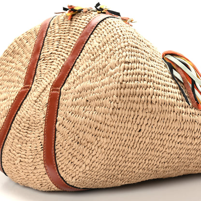 Chloe Raffia Calfskin Tassel Large Basket Tote Sepia Brown 8 of 8