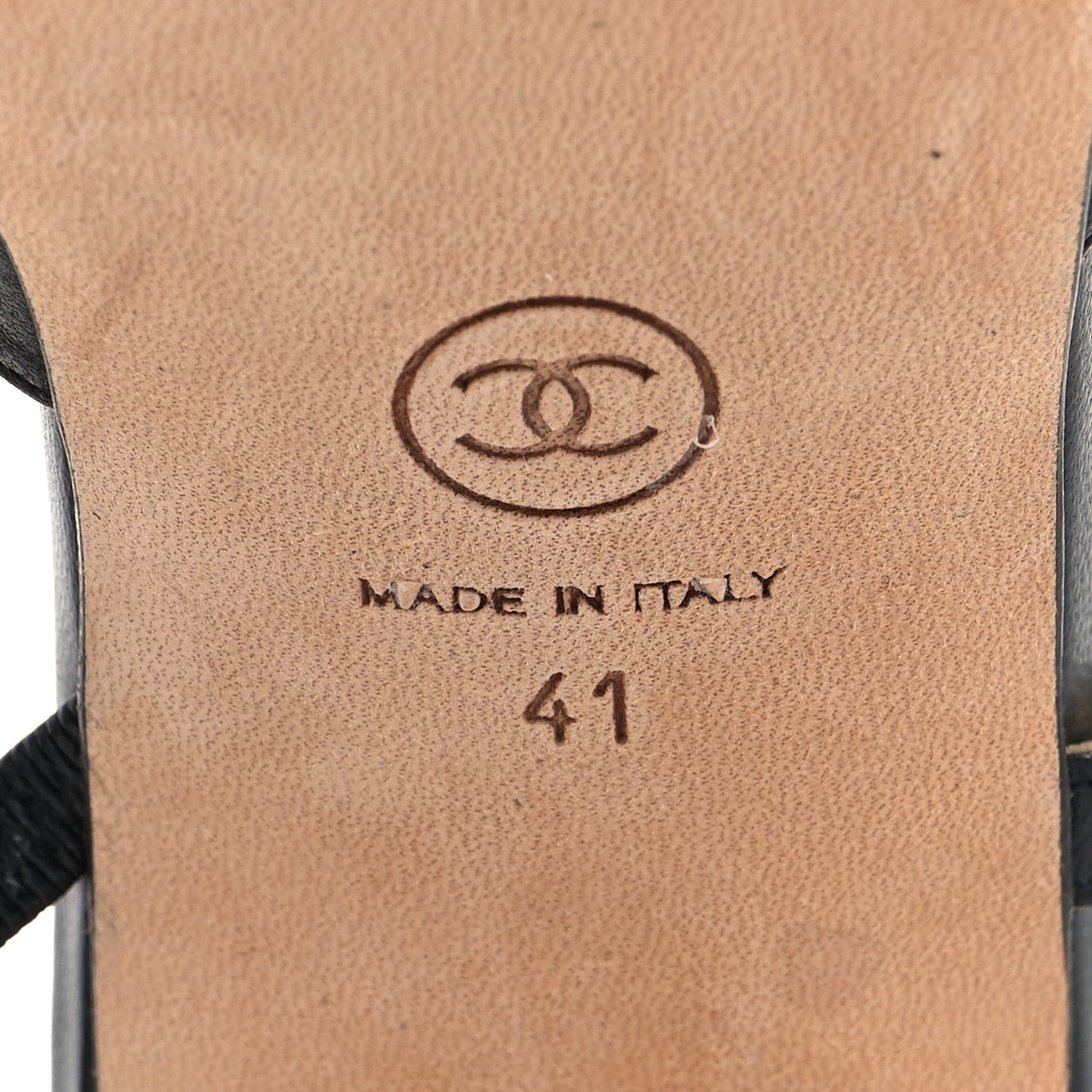 Chanel Goatskin Grosgrain Cap Toe CC Slingback Sandals 41 Black 8 of 8