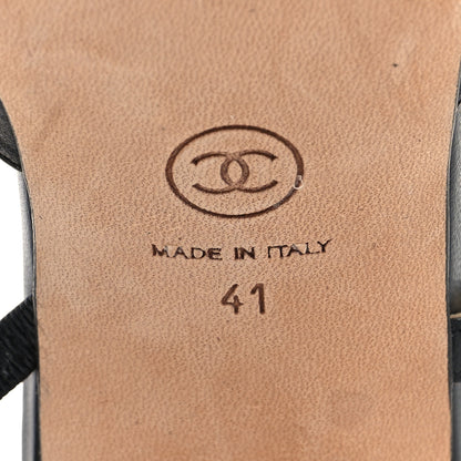 Chanel Goatskin Grosgrain Cap Toe CC Slingback Sandals 41 Black 8 of 8