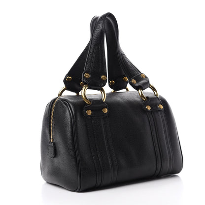 MCM Grained Calfskin Studded Boston Bag Black 3 of 11