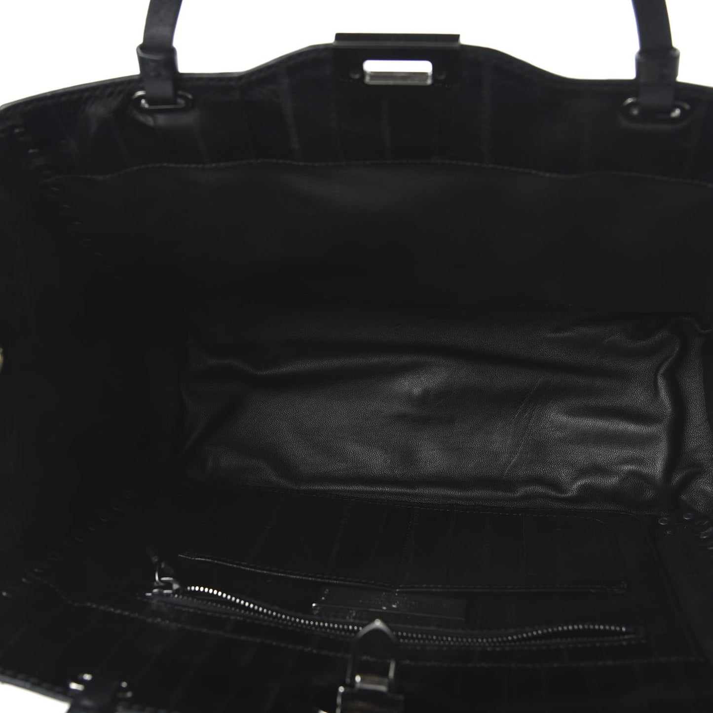 Eel Skin Medium Rockstud Tote Black