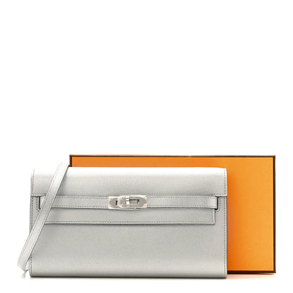 Hermes Metallic Chevre Chamkilight Kelly Wallet To Go Argent 12 of 12