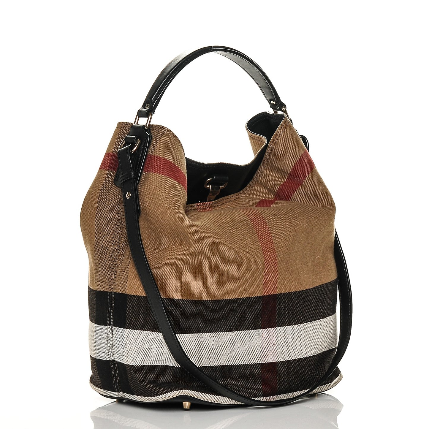 Canvas Mega Check Medium Ashby Hobo Black