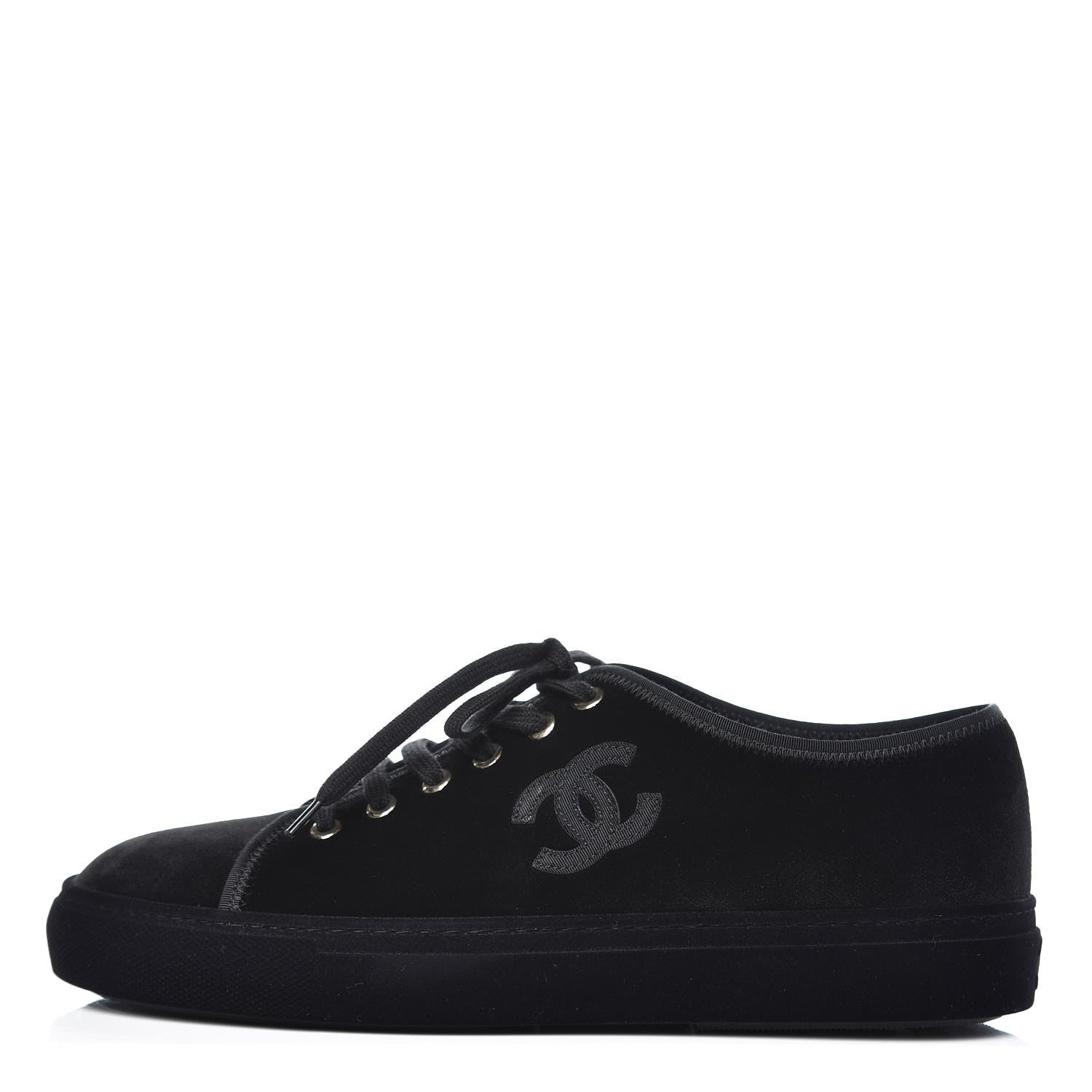 Chanel Velvet Womens CC Sneakers 40 Black 1 of 9