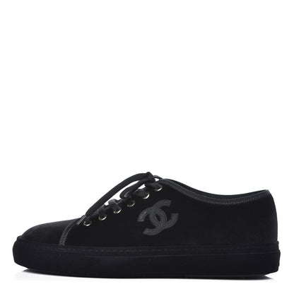 Chanel Velvet Womens CC Sneakers 40 Black 1 of 9
