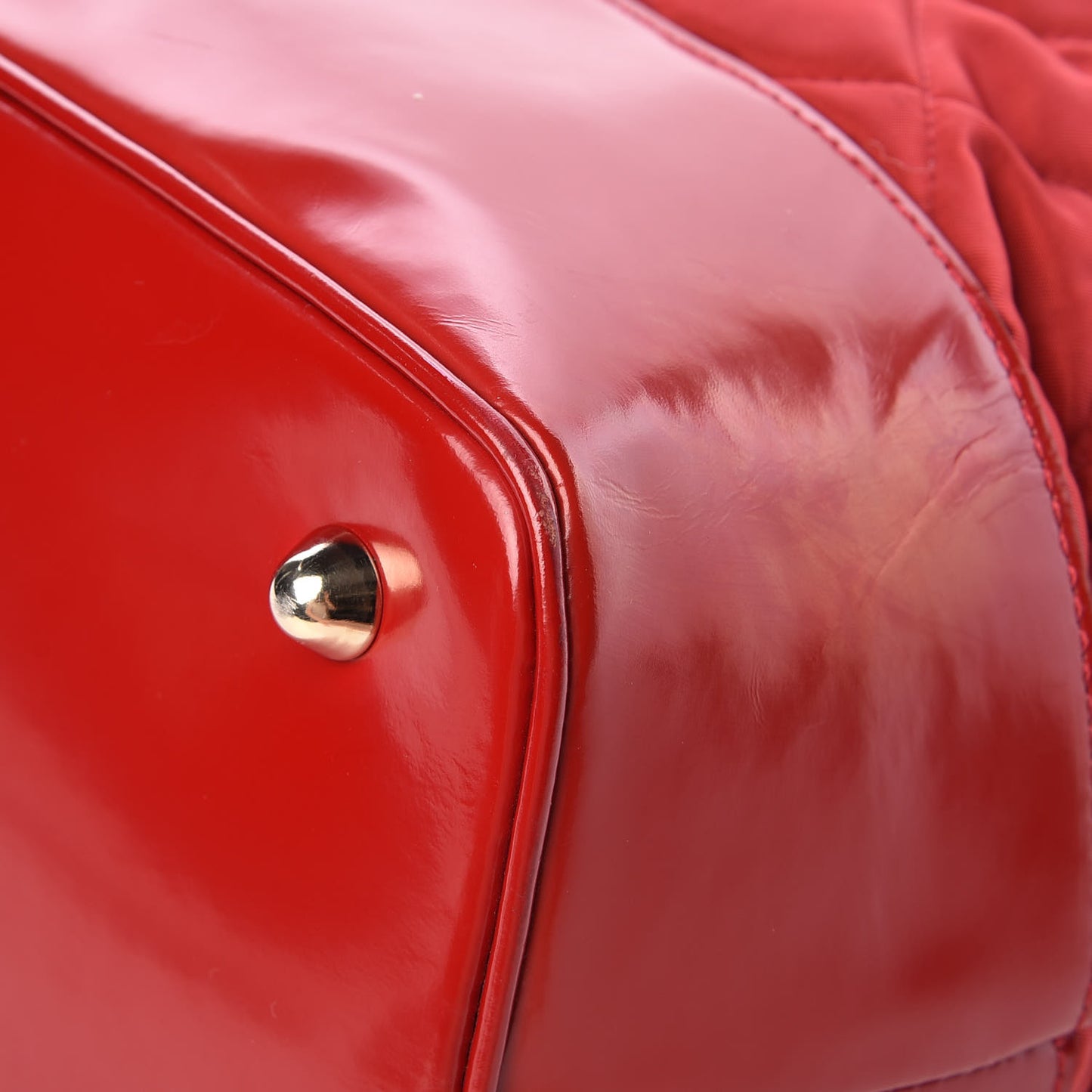 Nylon Patent Quilted Grange Tote Red